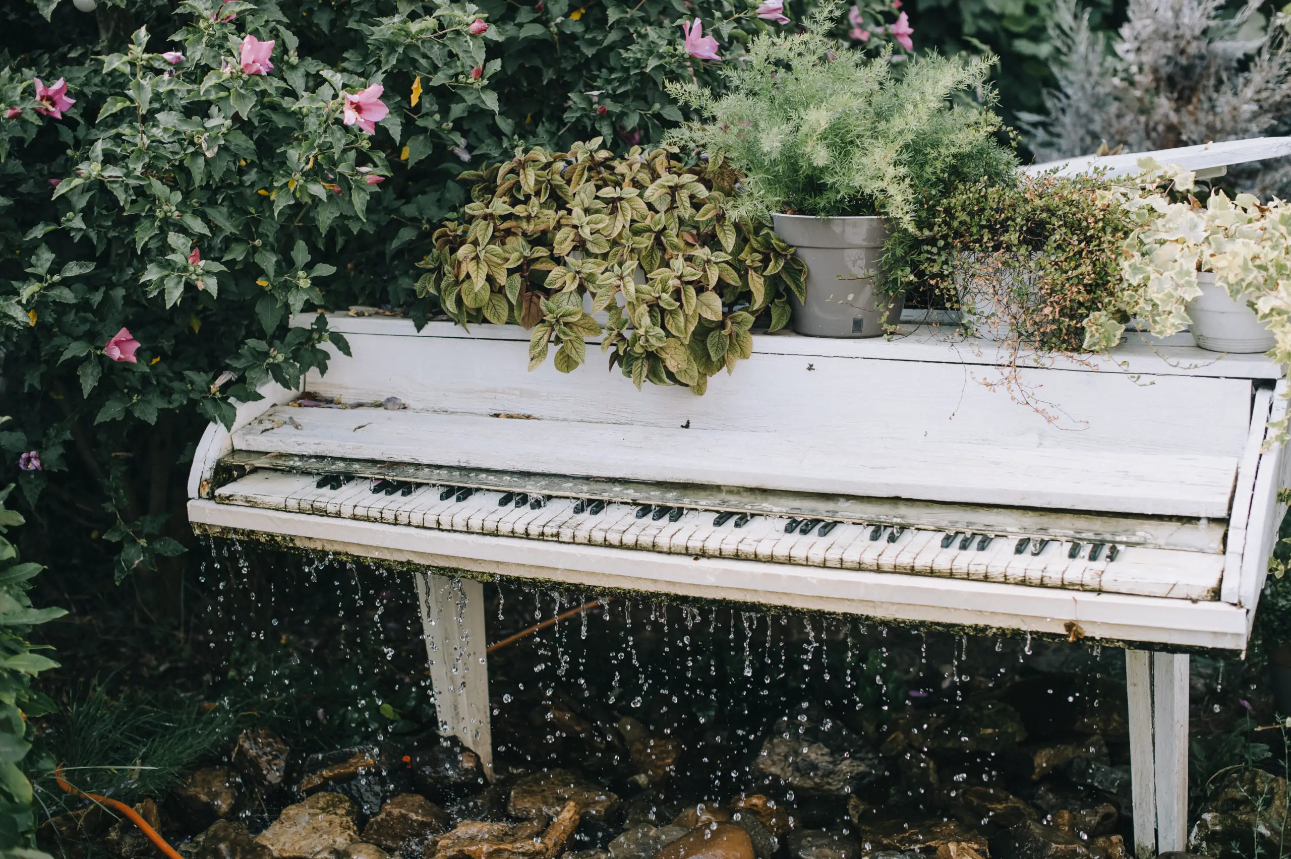White Piano Waterfall