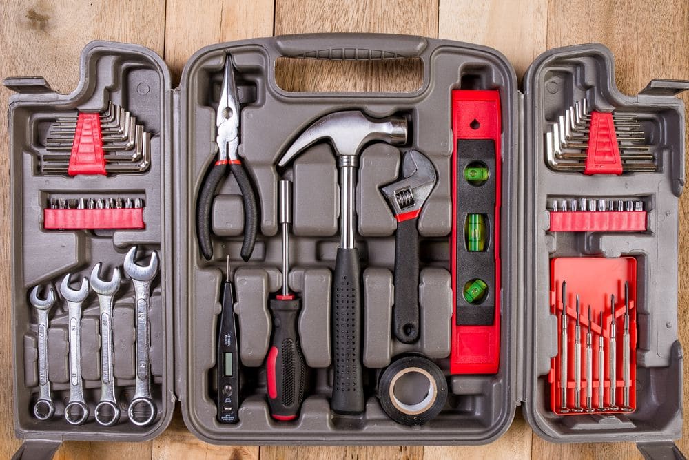 Red tools and black toolbox