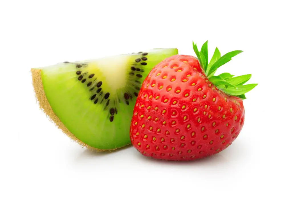 Kiwi fruit and strawberry isolated